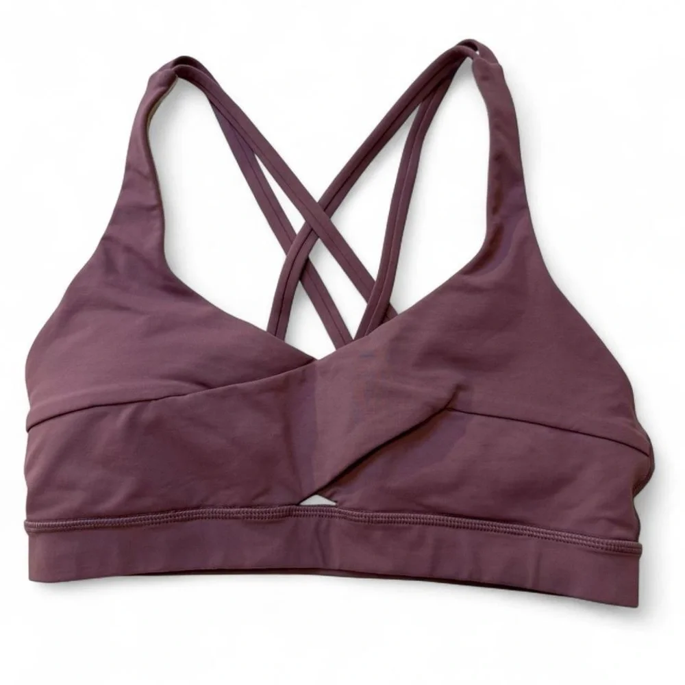 Lululemon Energy Bra Wrap Dusty Mauve Sz 6 Medium Support B-D Cup
